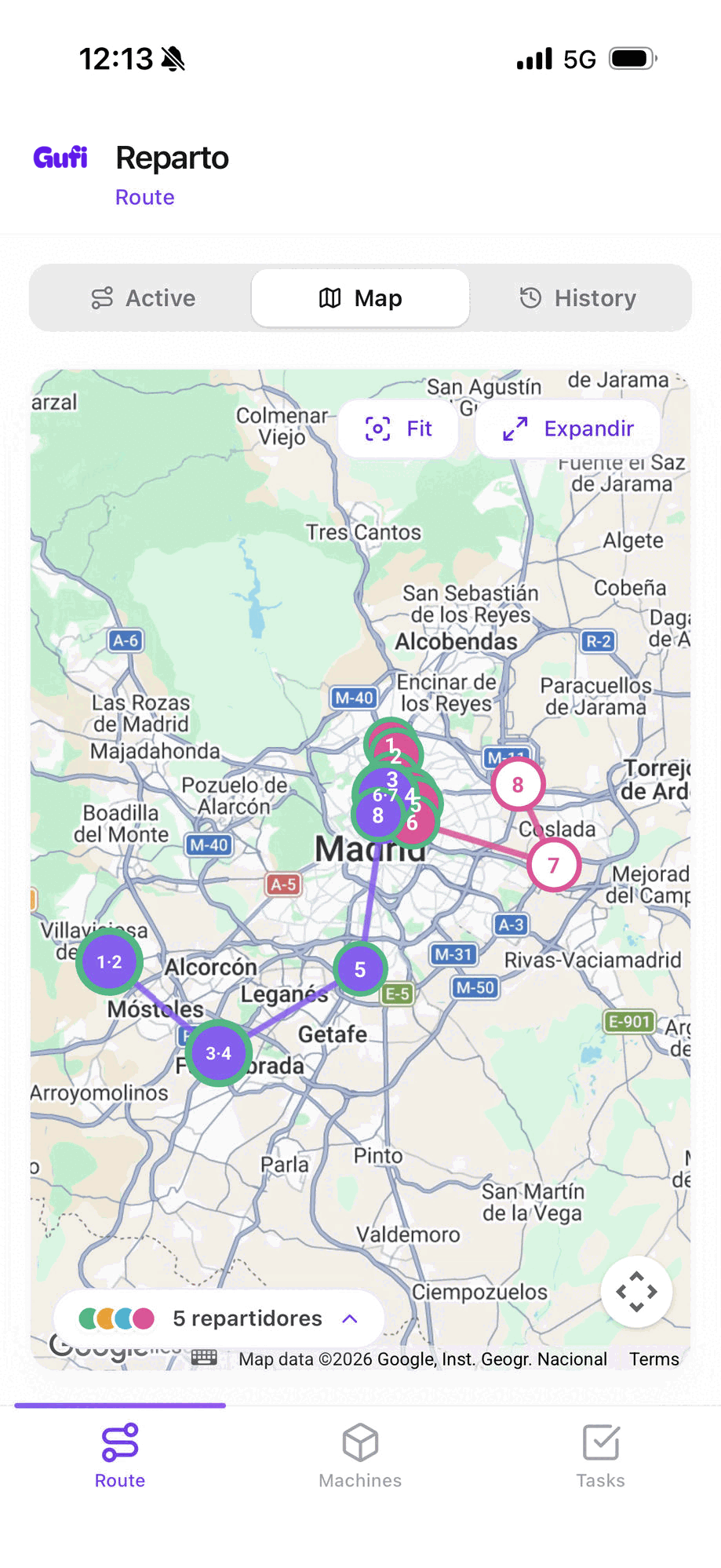 Mapa de la ruta del día